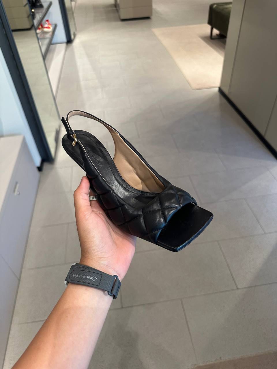 Quilted Leather Slingback Sandals