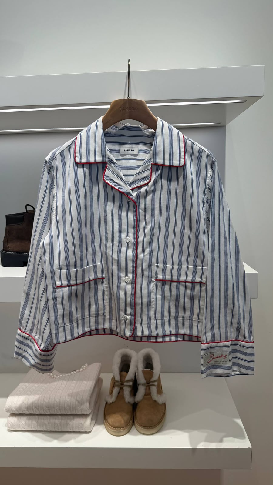 Striped Pajama-Style Shirt