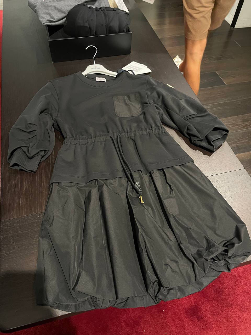 Contrast-Panel Drawstring Dress