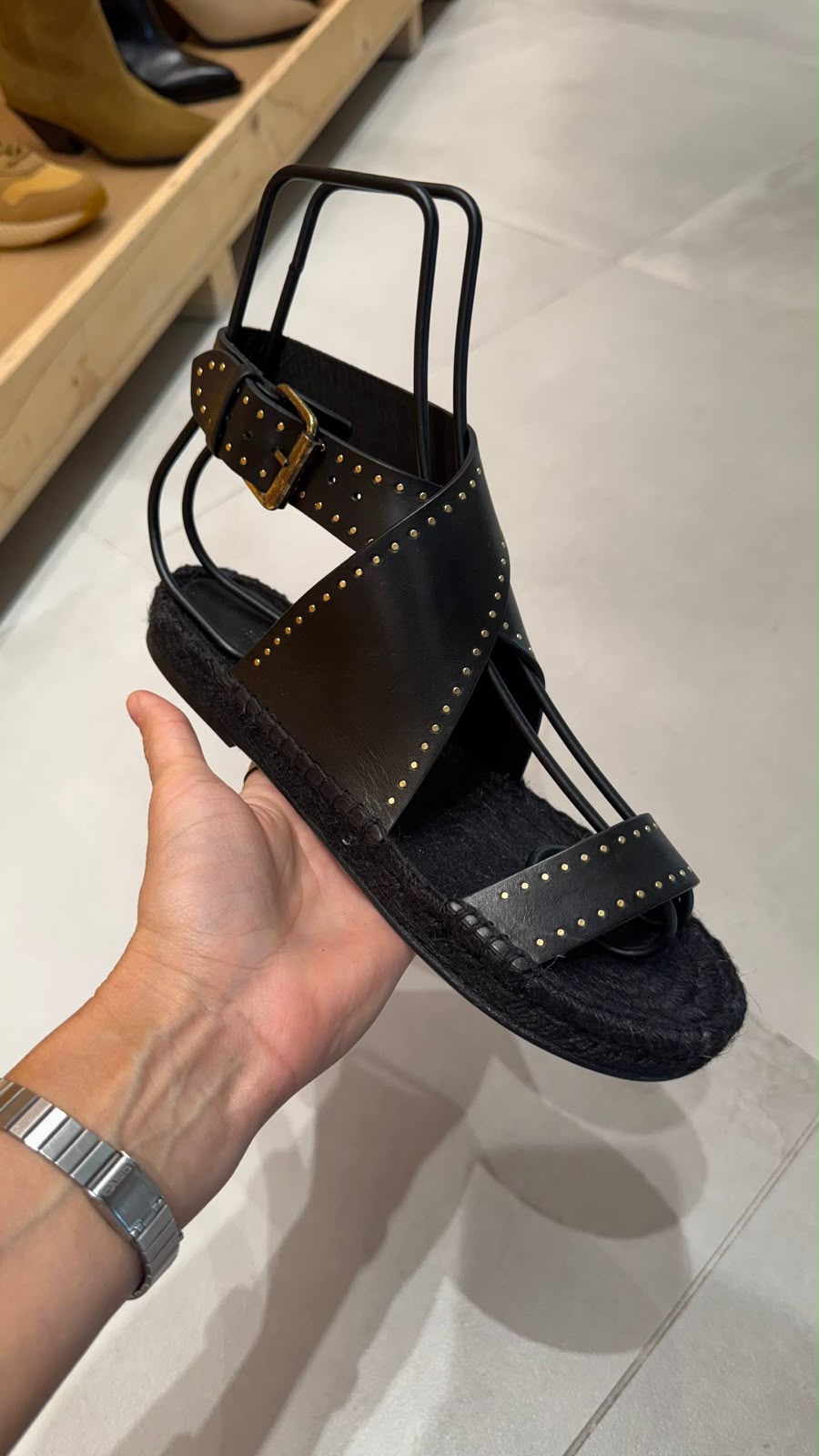 Studded Leather Espadrille Sandals