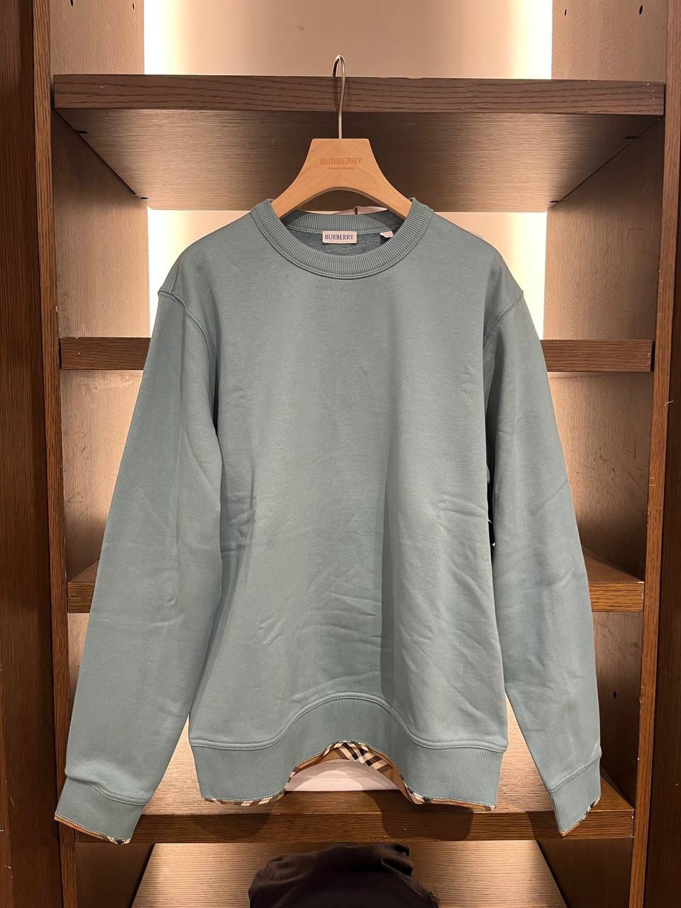 Vintage Check Hem Cotton Sweatshirt