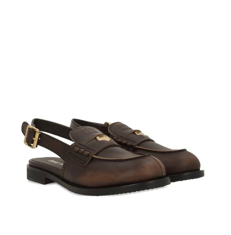 Leather slingback loafers