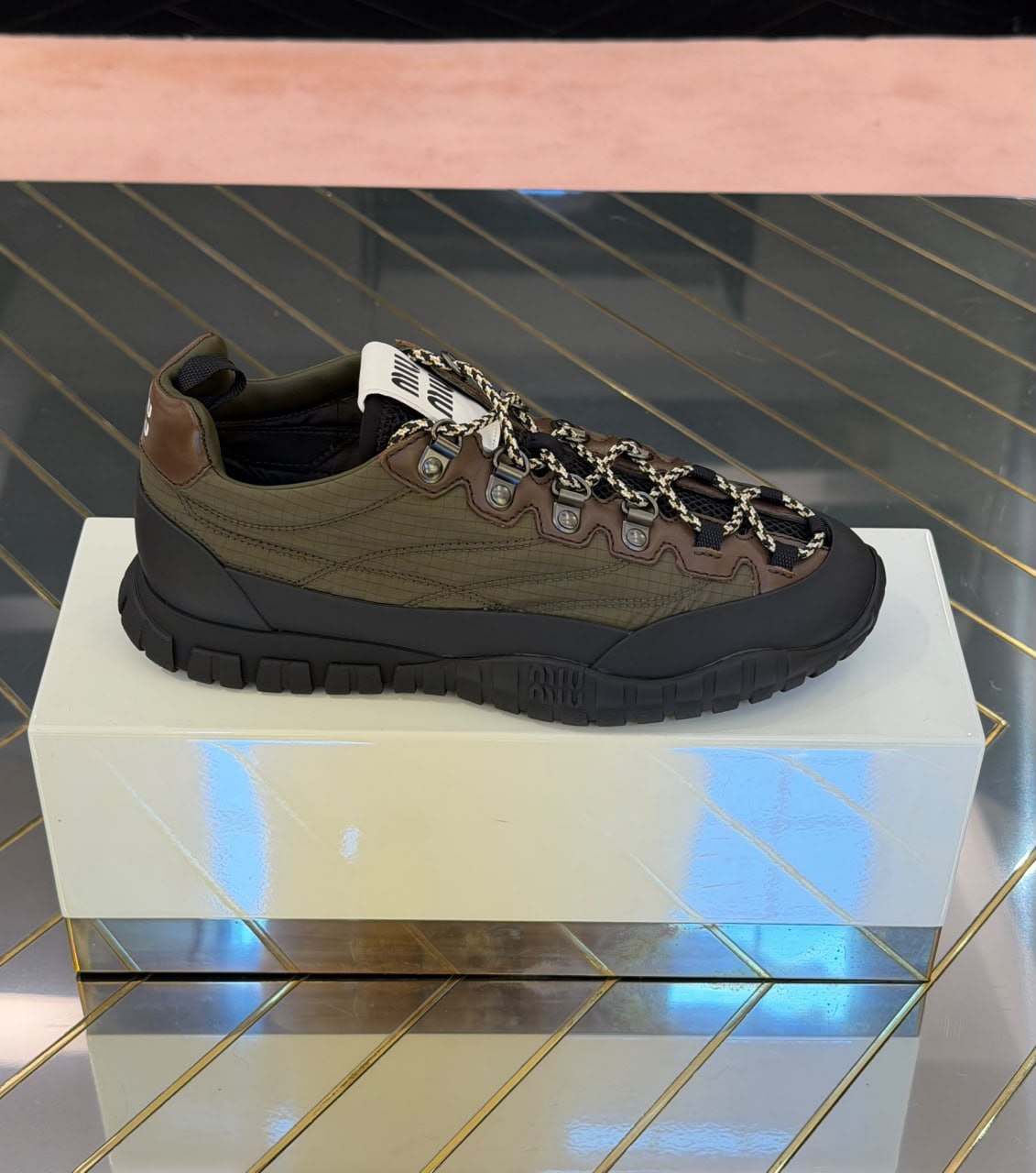 Technical Fabric and Leather Hiking Sneakers