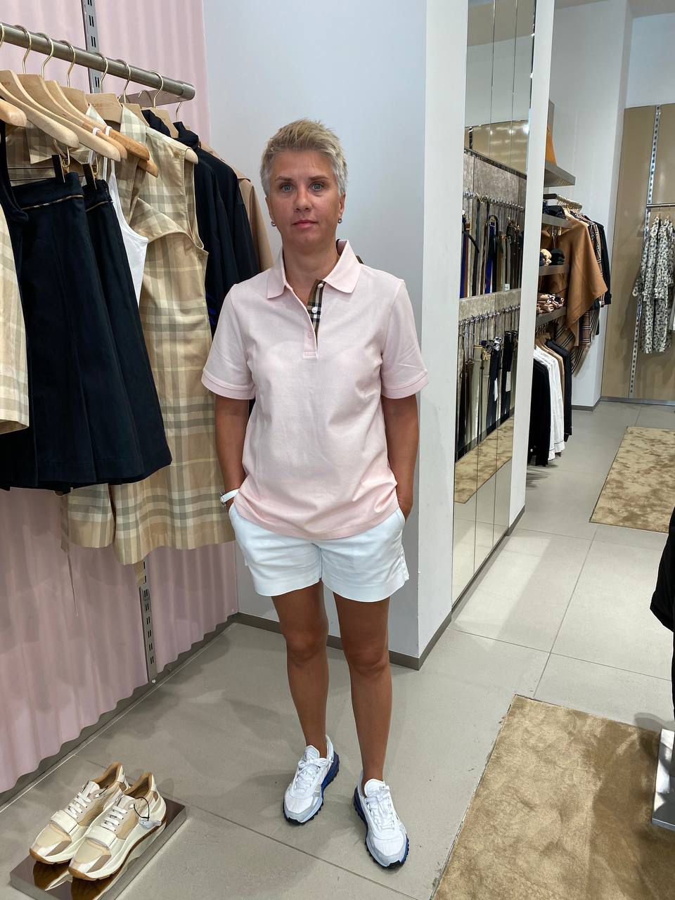 Check Placket Cotton Piqué Polo Shirt