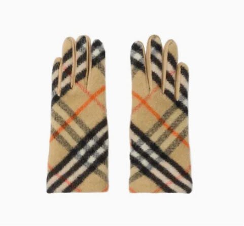 Check Cashmere Gloves
