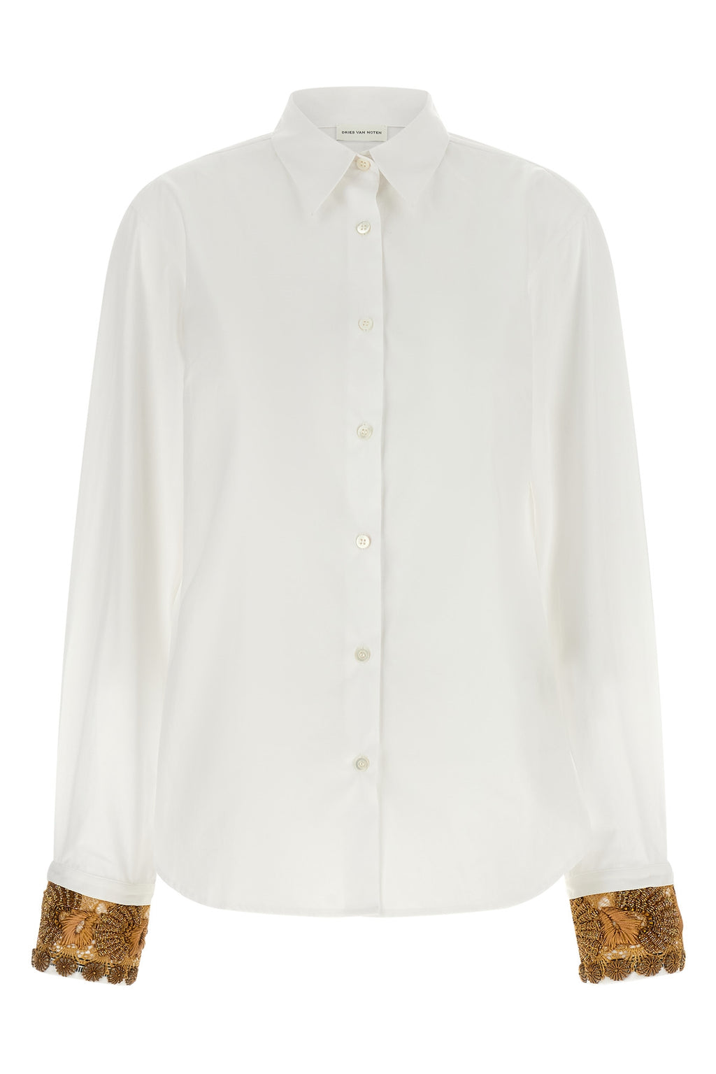 Shirt with embroidered cuffs