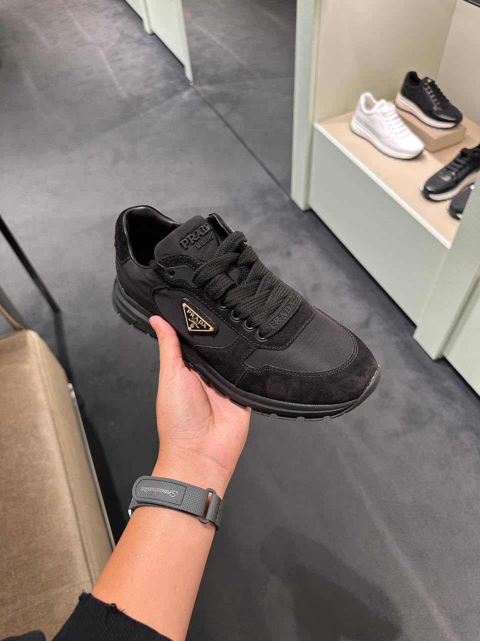 Downtown Leather and Re-Nylon Sneakers