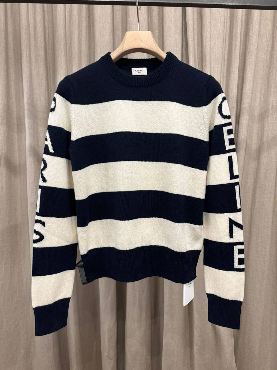 Striped Crew Neck Sweater in Wool