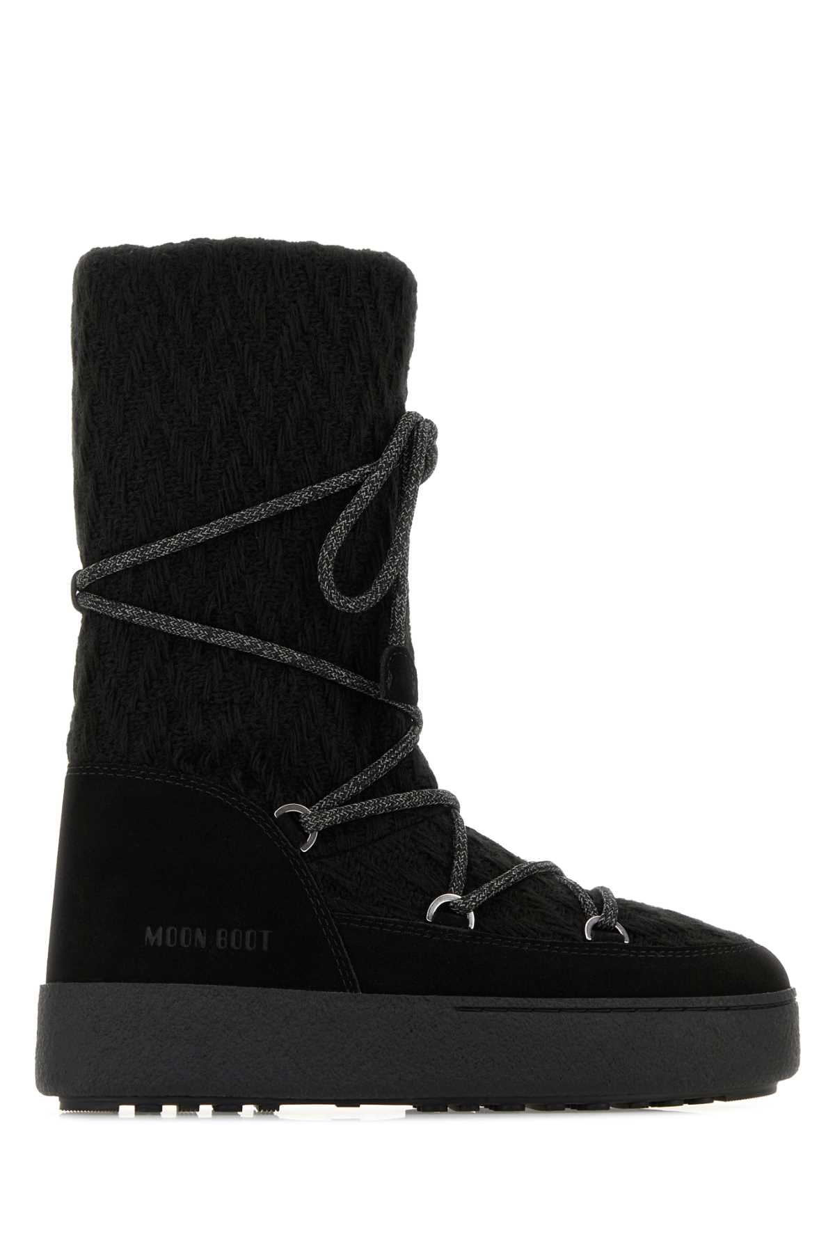 MOON BOOT MB X GIR LTRACK KNIT BLACK For Women Exterior: 100% Fabric Interior: 100% Fabric Sole: Rubber
