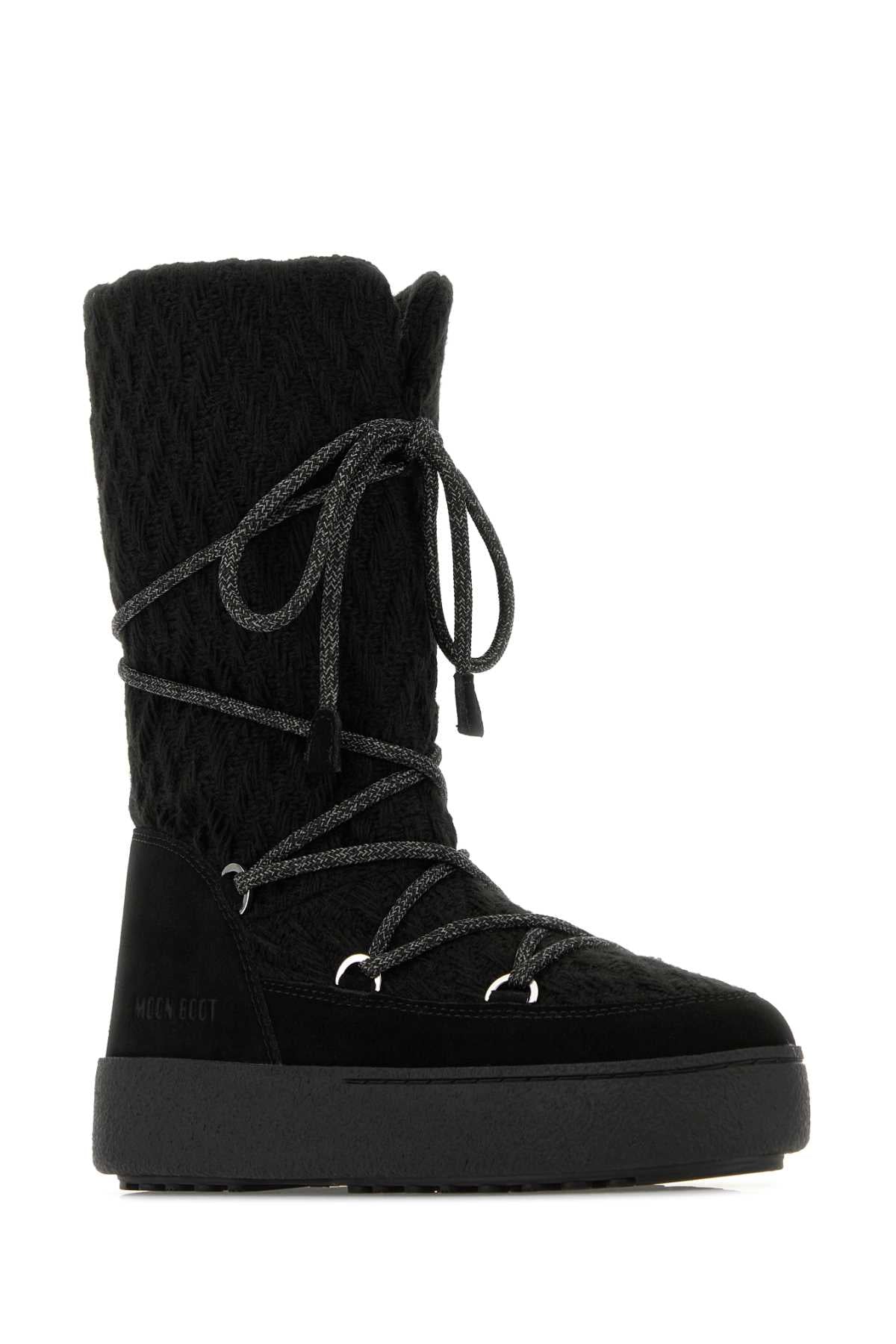 MOON BOOT MB X GIR LTRACK KNIT BLACK For Women Exterior: 100% Fabric Interior: 100% Fabric Sole: Rubber