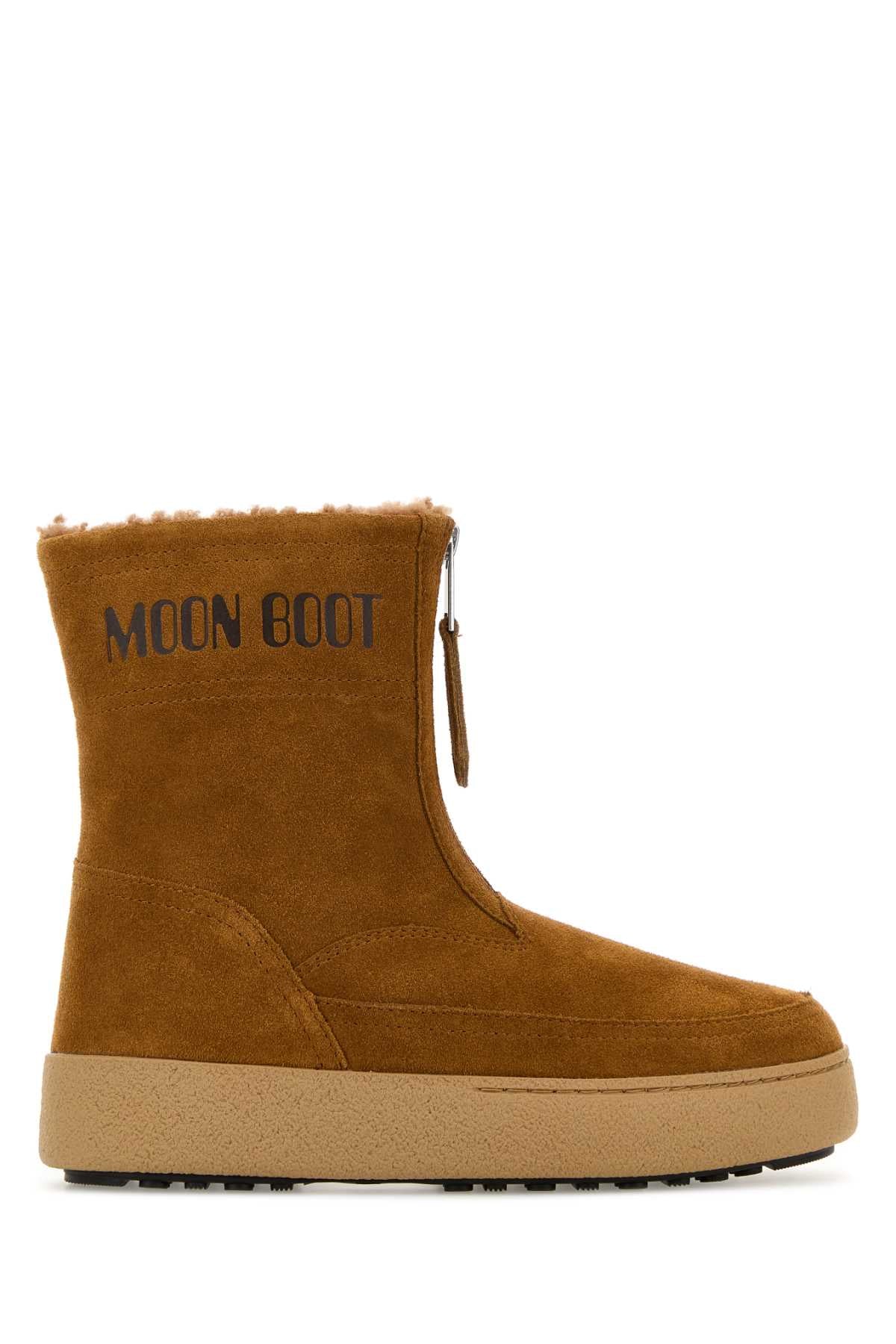 MOON BOOT LTRACK LARA COGNAC For Women Exterior: 100% Suede Interior: 100% Shearling Sole: Rubber