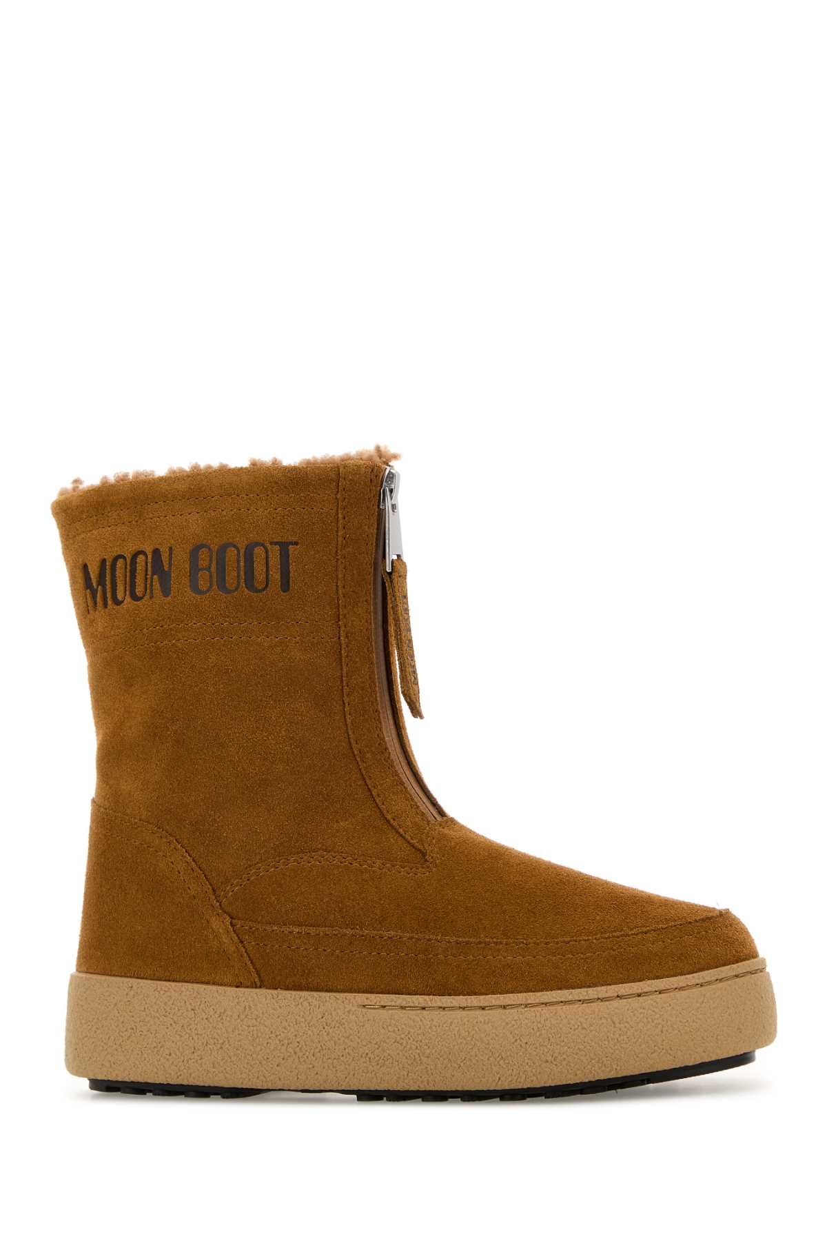 MOON BOOT LTRACK LARA COGNAC For Women Exterior: 100% Suede Interior: 100% Shearling Sole: Rubber