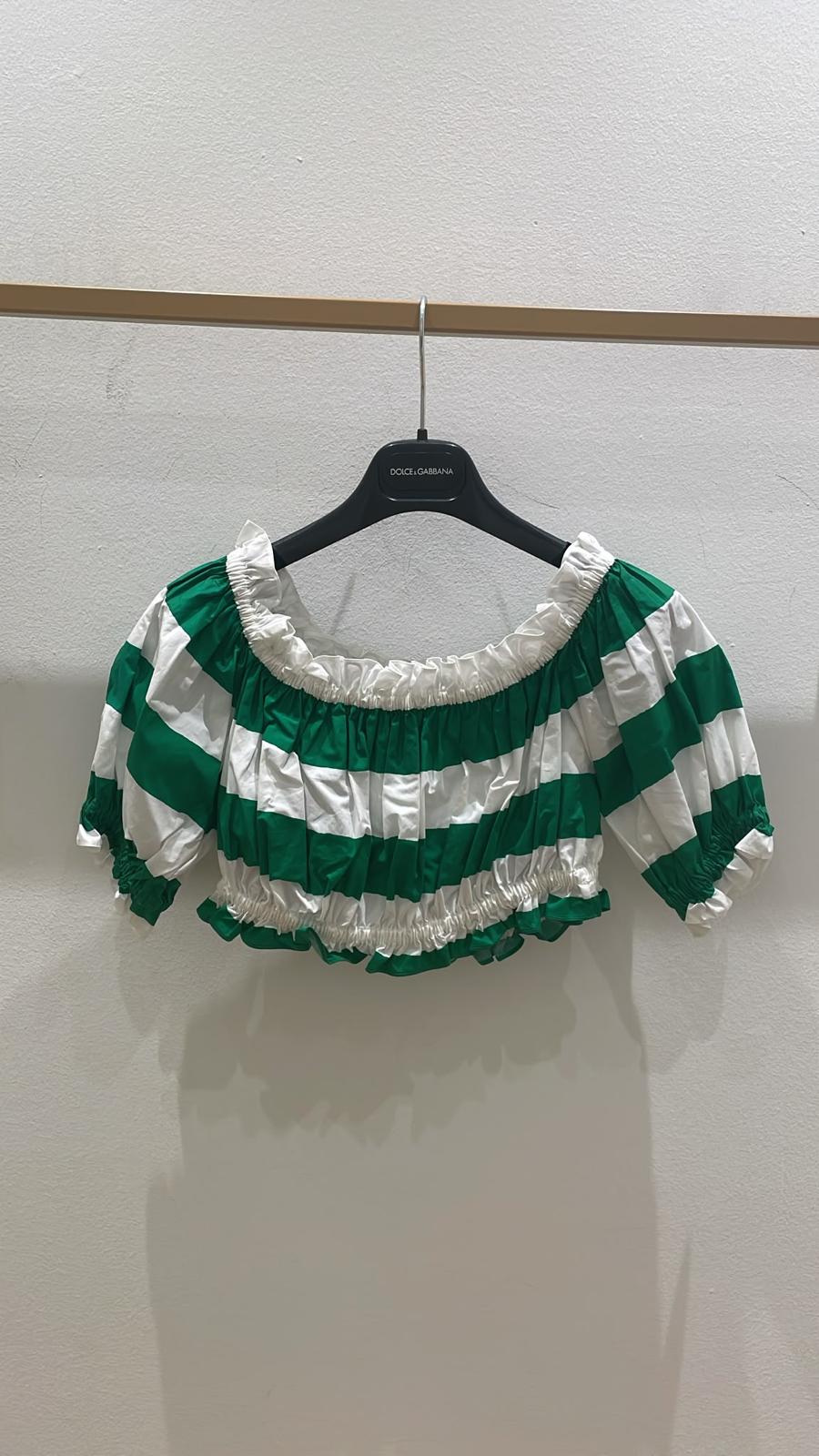 Off-the-shoulder striped crop top