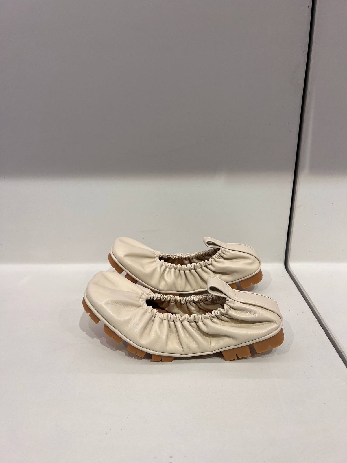 Soft Leather Ballet Flats with Lug Sole