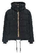 Down jacket with knit and jewel details