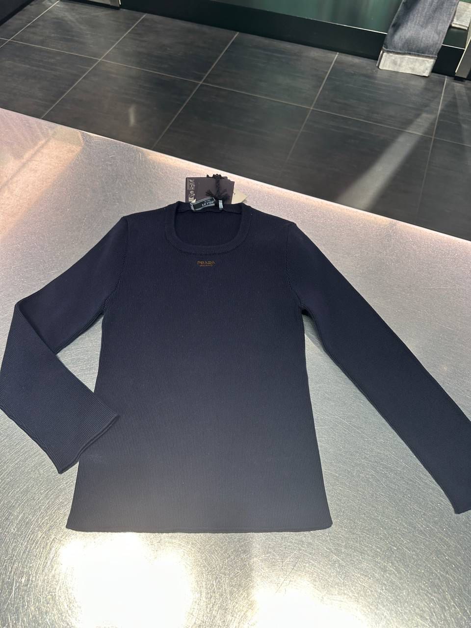 Ribbed Knit Crew Neck Sweater