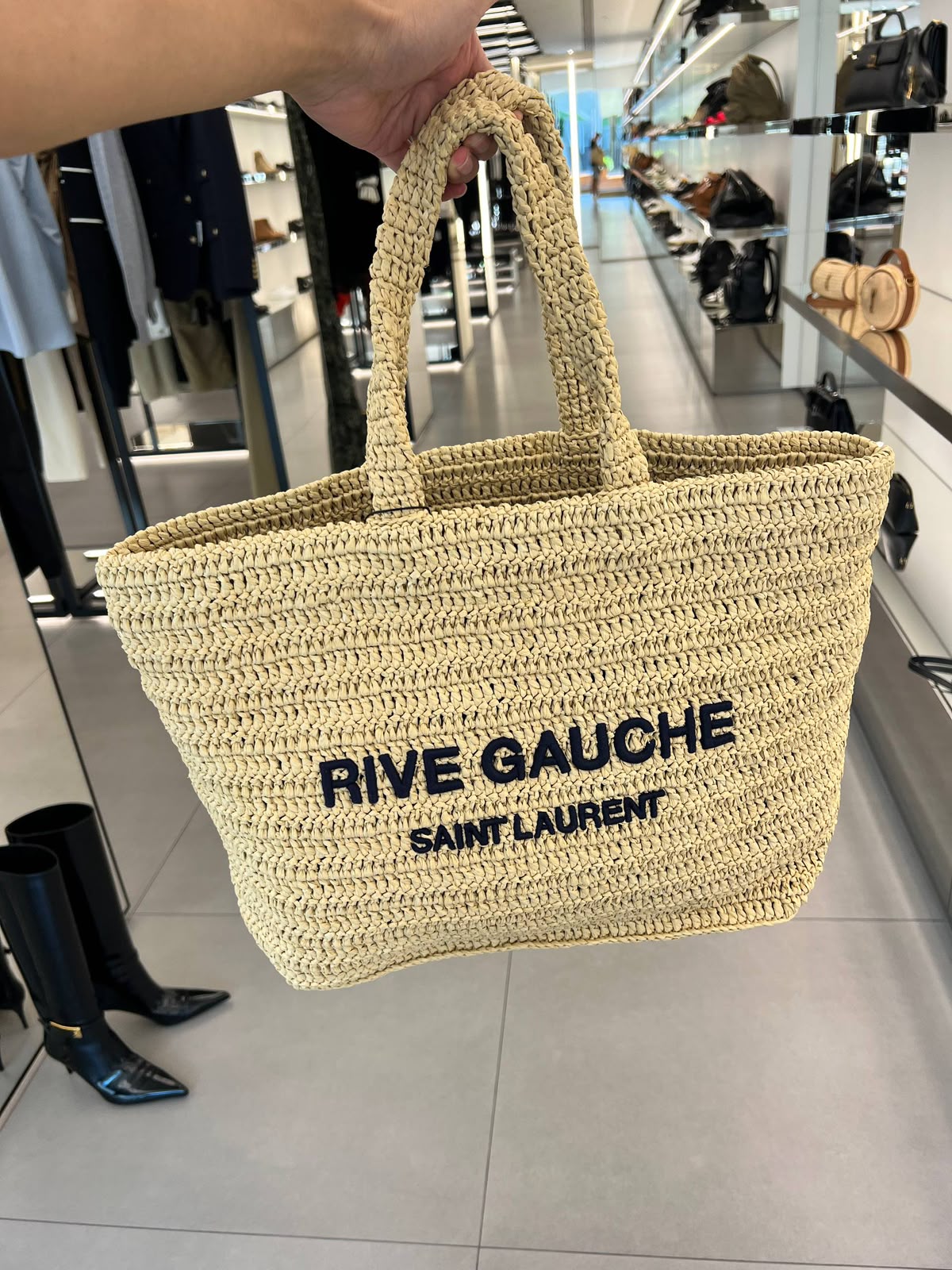 Rive Gauche Tote Bag in Raffia