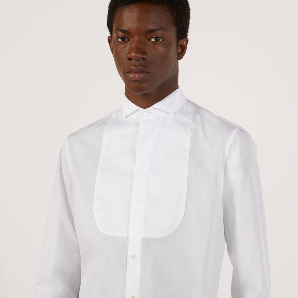 Cotton tuxedo shirt with bib