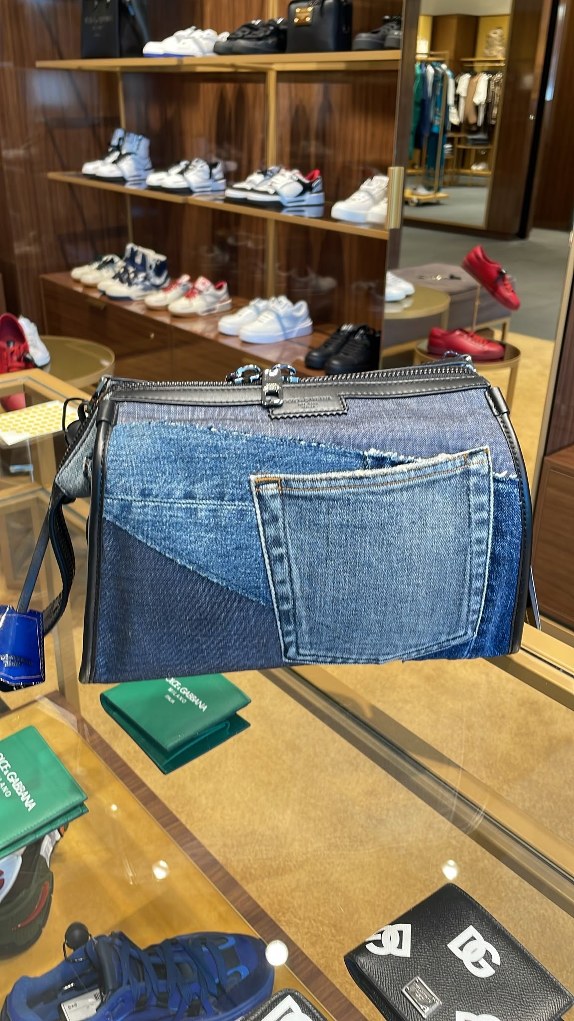 Patchwork Denim Messenger Bag
