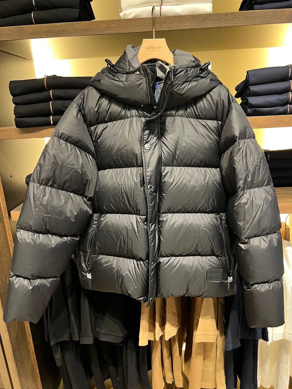 Detachable Hood Check Wool Puffer Jacket