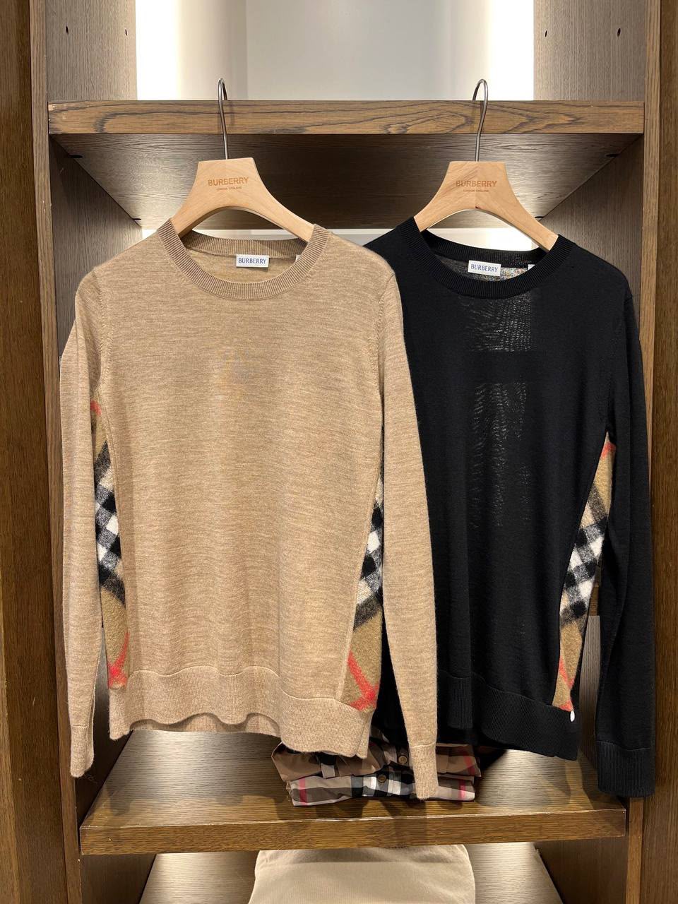 Check Panel Merino Wool Sweater