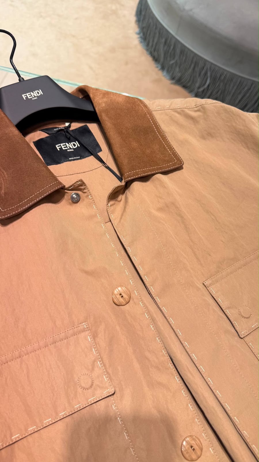 Canvas Jacket with Contrast Collar