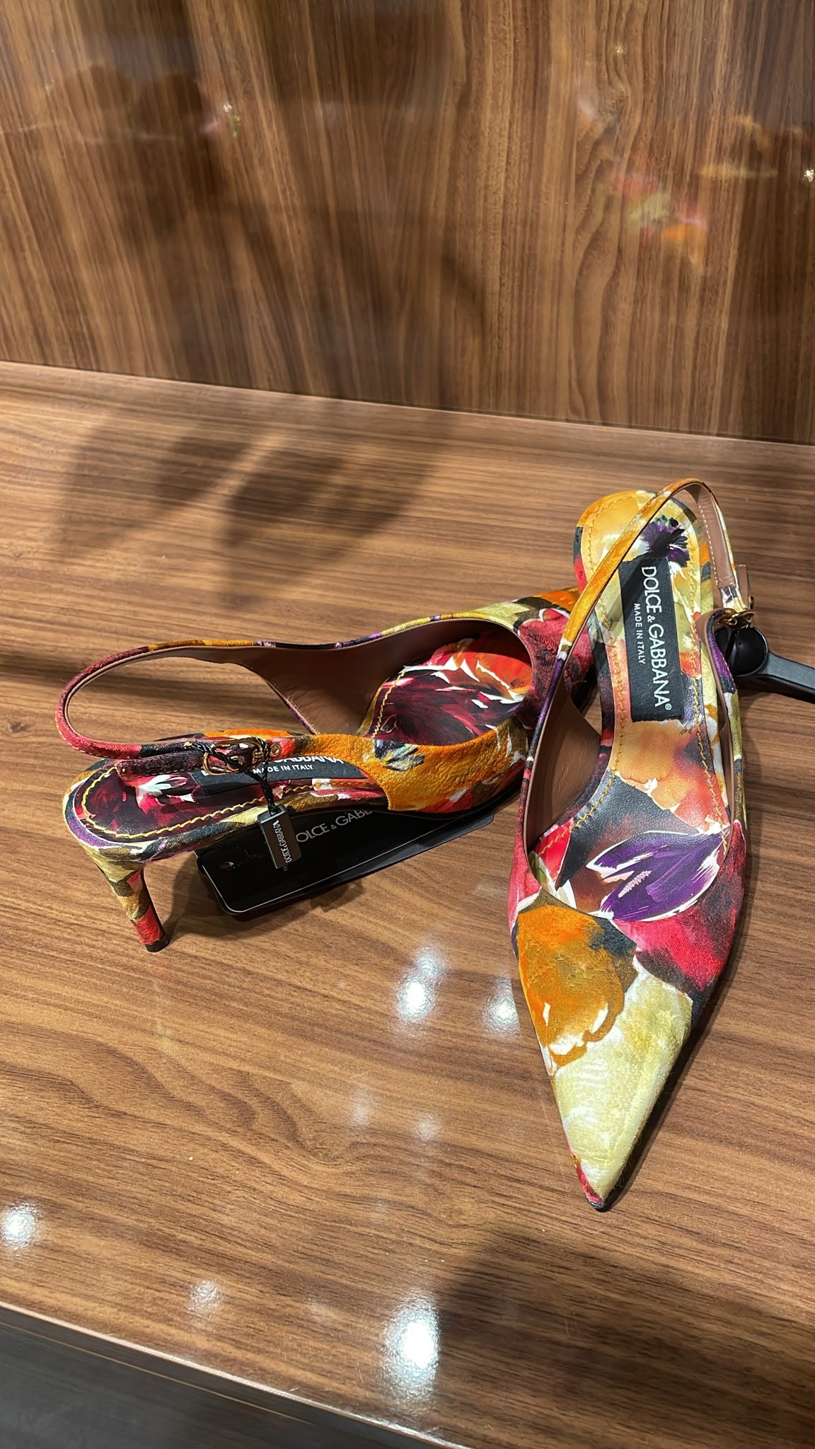 Floral Print Slingback Pumps