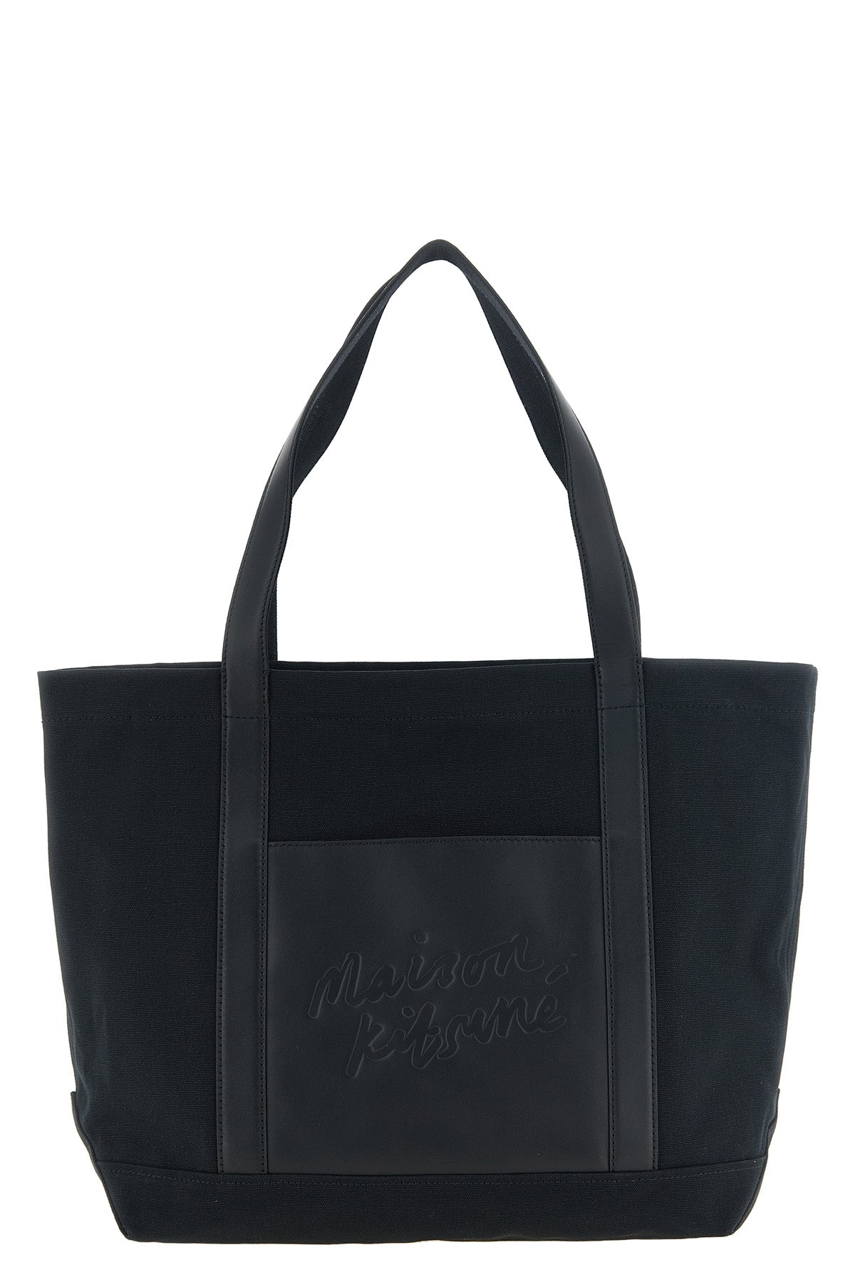 Canvas and large leather shopping bag