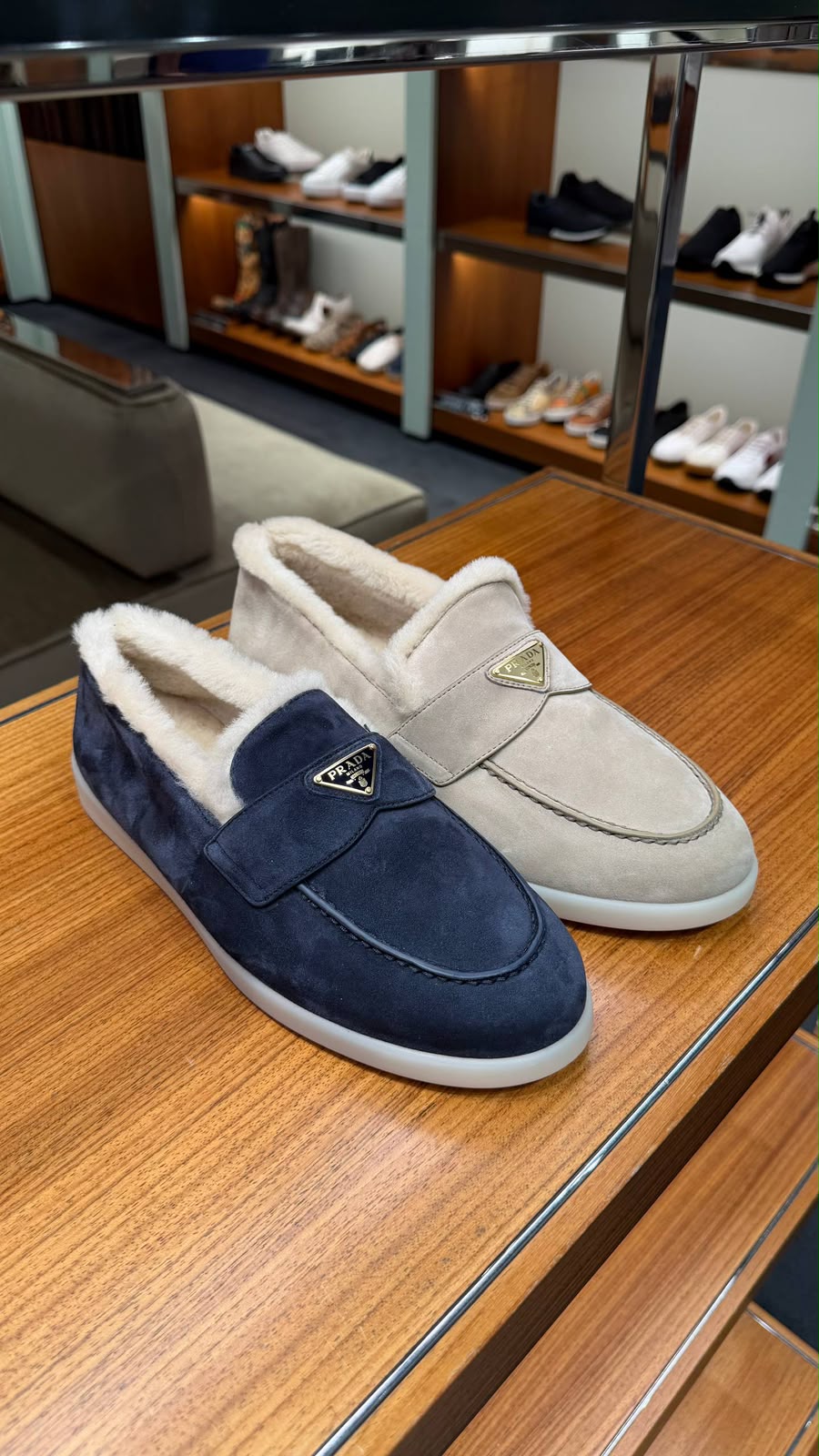Suede loafers with shearling lining