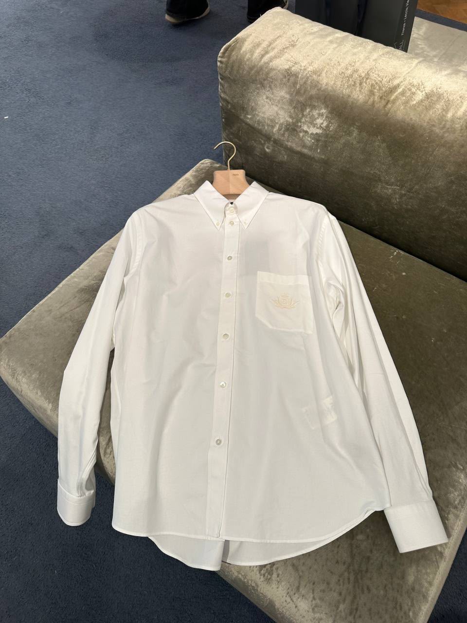 Button-down shirt with embroidered logo
