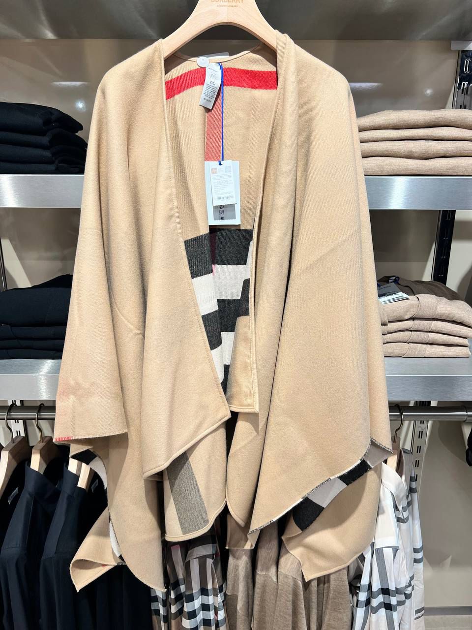 Check Wool Cashmere Poncho