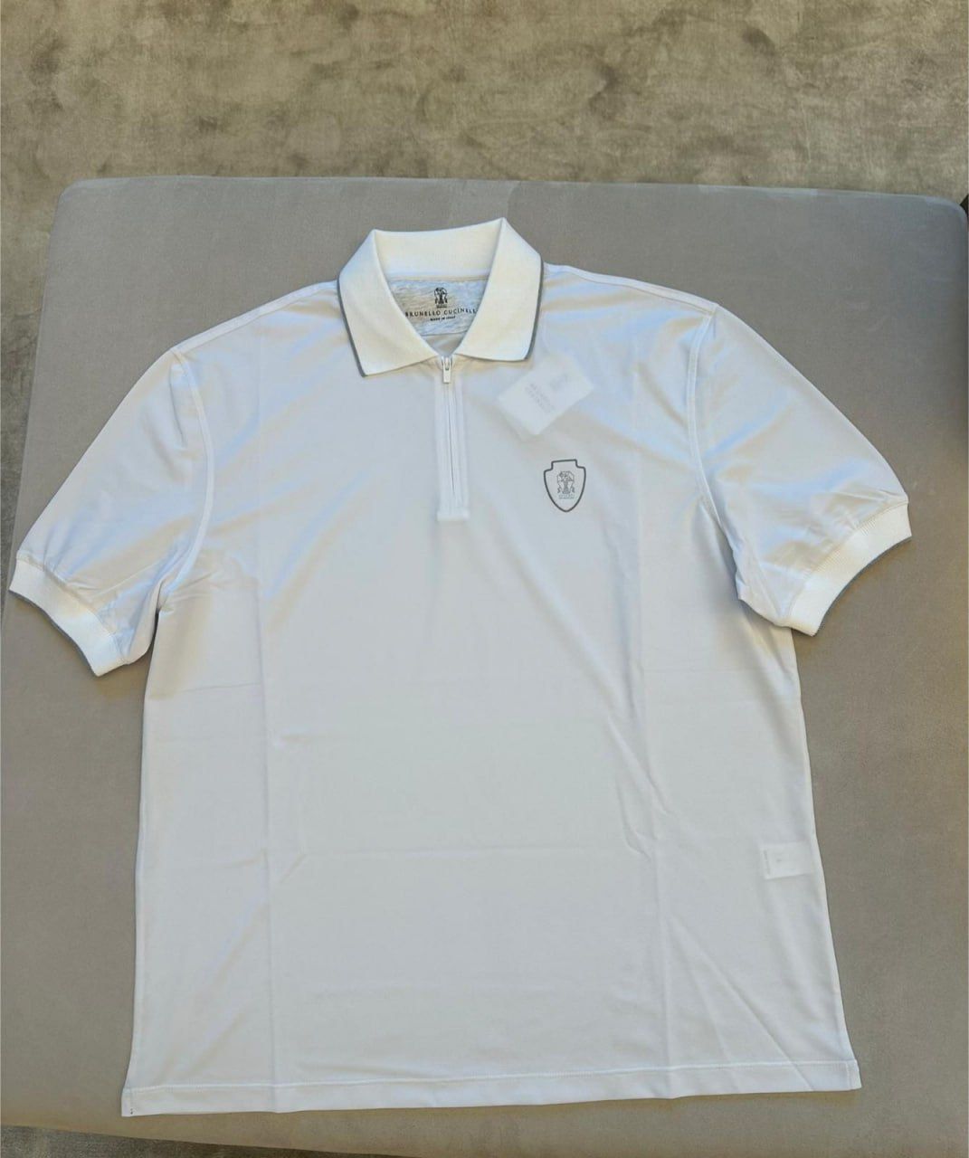Quarter-Zip Polo Shirt with Crest Logo