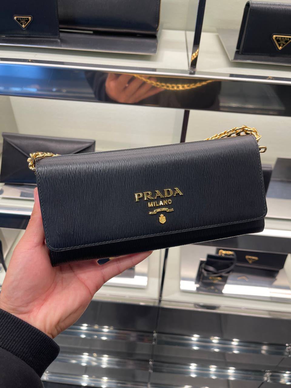 Saffiano Leather Wallet on Chain