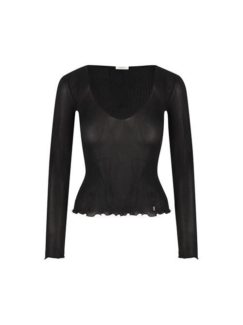 Ribbed Knit Top in Black