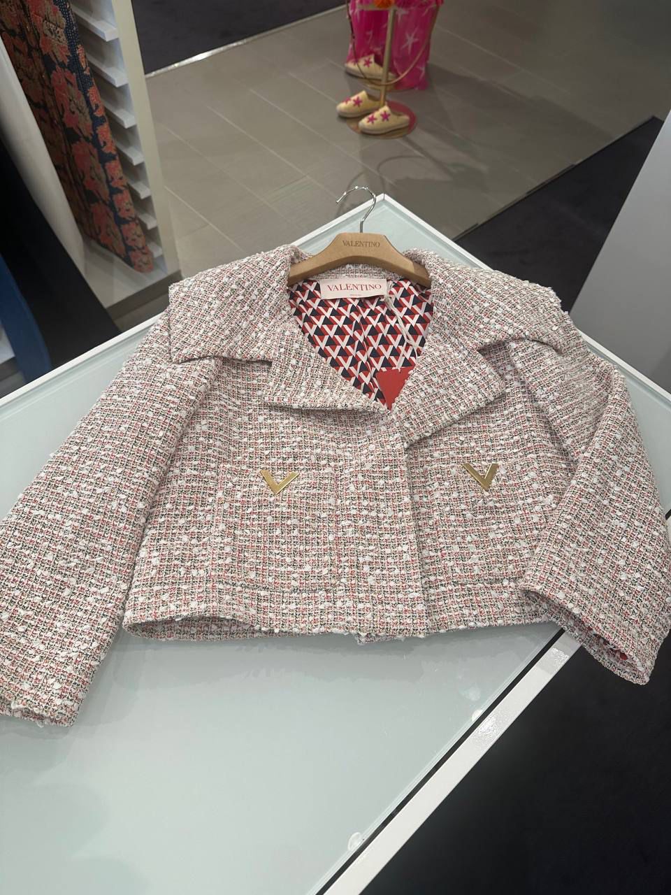 Tweed Cropped Jacket with VLogo Signature