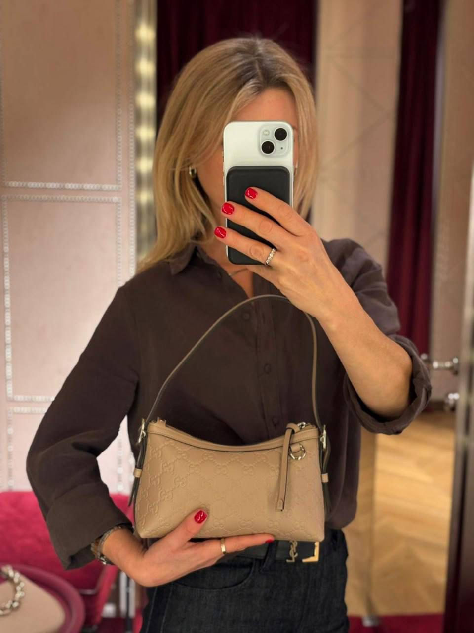 GG Embossed Mini Shoulder Bag