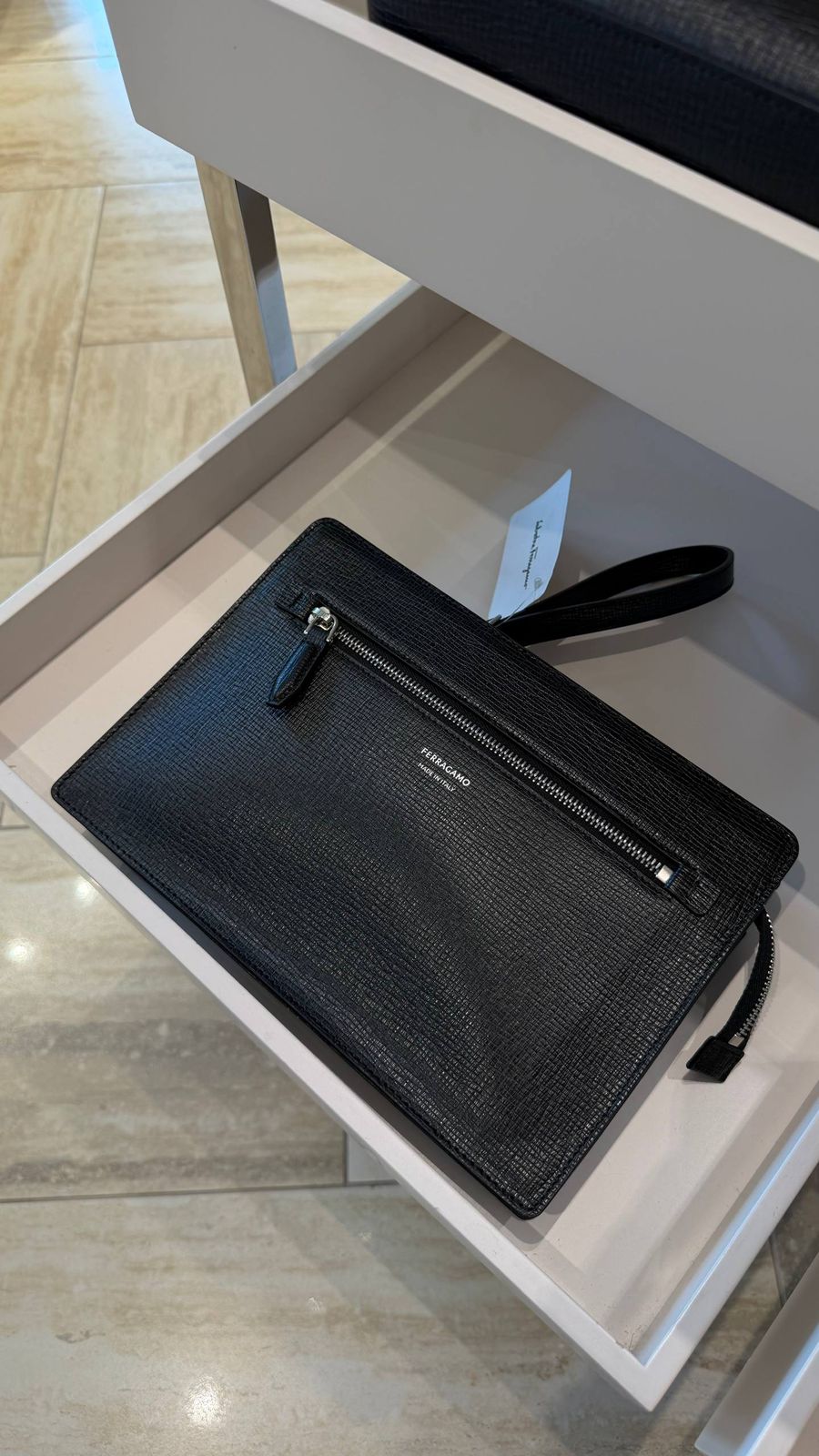 Ferragamo Leather Pouch with Wrist Strap