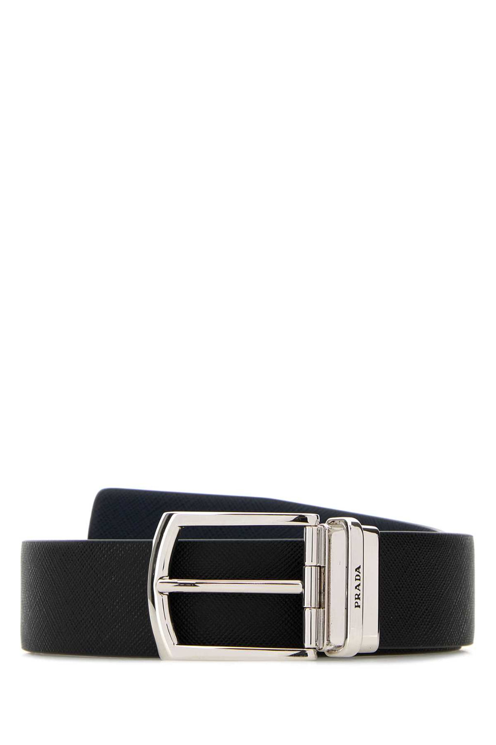 PRADA CINTURE For Men Exterior: 100% Leather Finishing: Silver metal