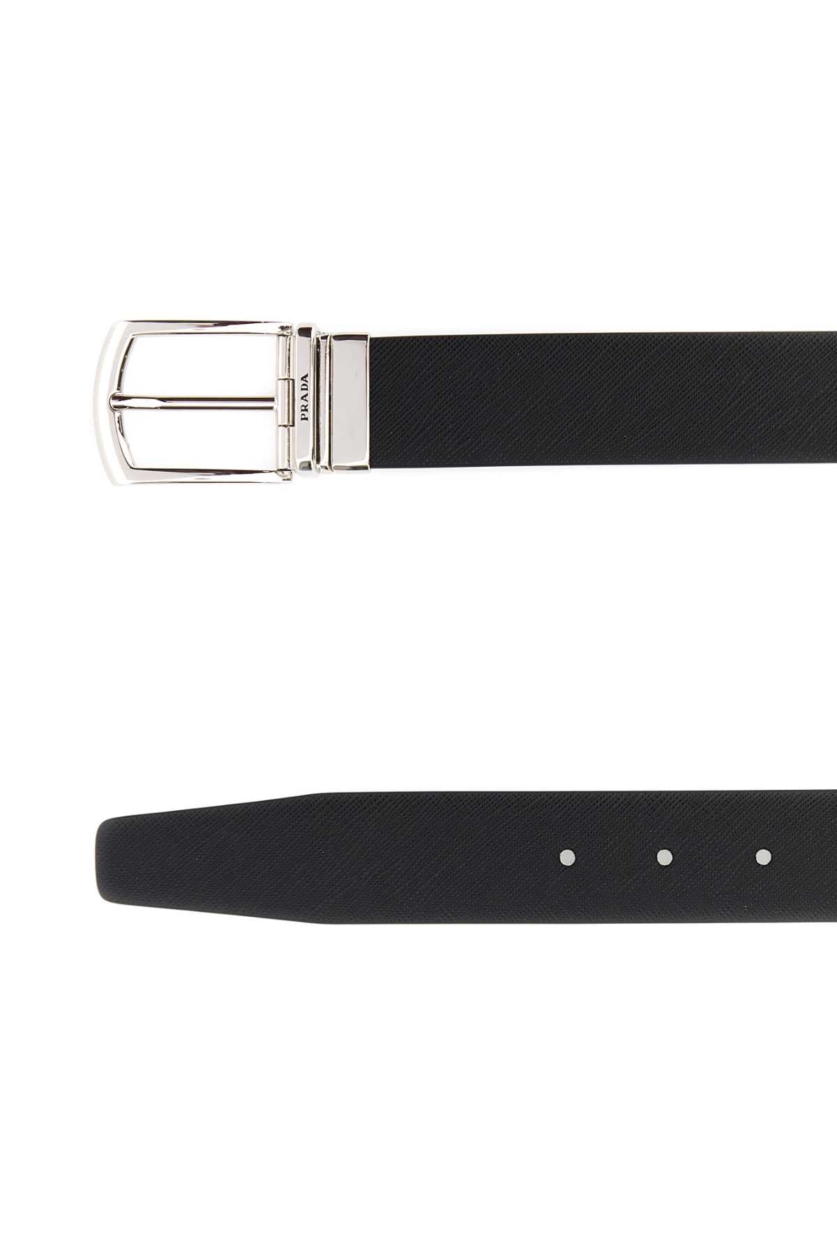 PRADA CINTURE For Men Exterior: 100% Leather Finishing: Silver metal