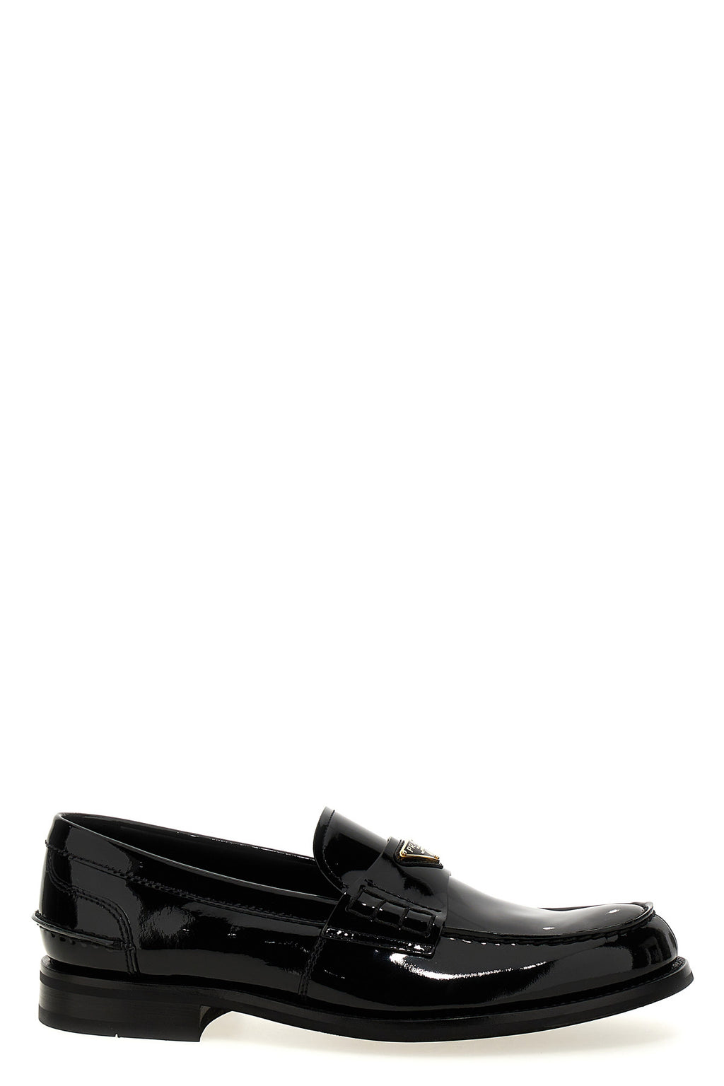 PRADA Logo patent leather loafer For Men 100% calfskin leather (Bos Taurus)