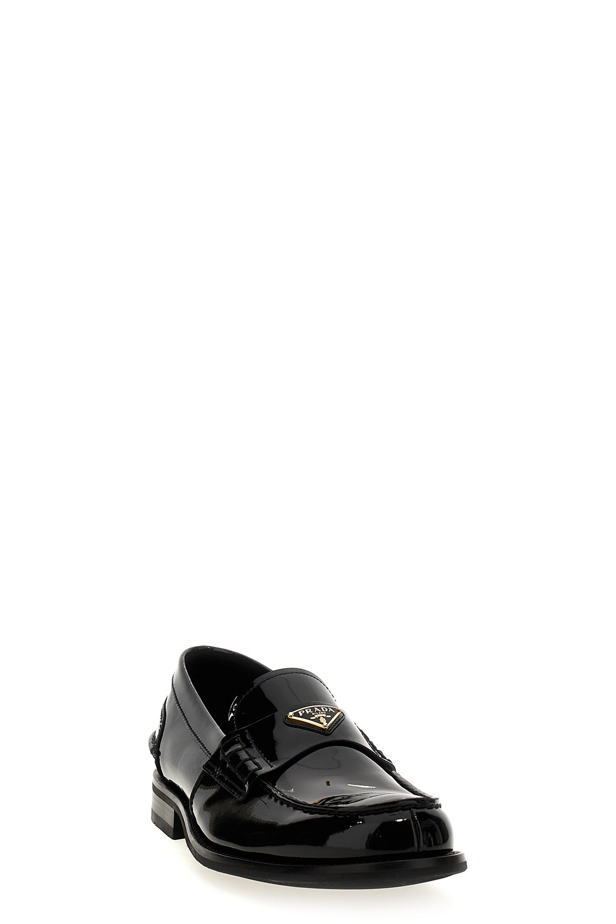 PRADA Logo patent leather loafer For Men 100% calfskin leather (Bos Taurus)