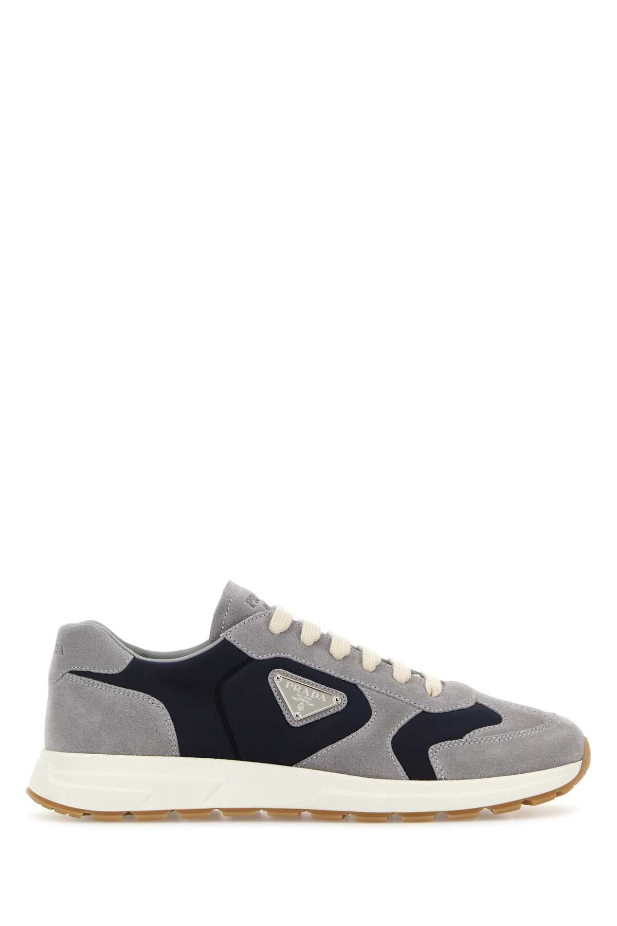 PRADA CALZATURE UOMO For Men Exterior: 100% Suede 100% Re-Nylon Interior: 100% Leather Sole: Rubber