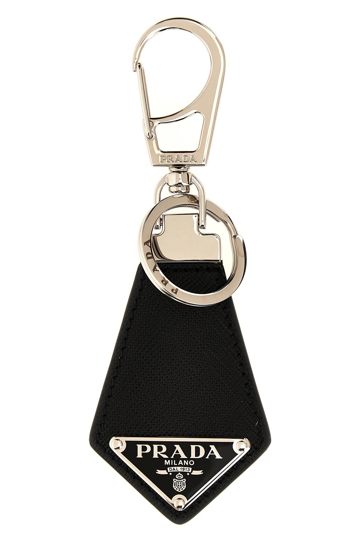 PRADA Saffiano logo keyring For Men 100% steel