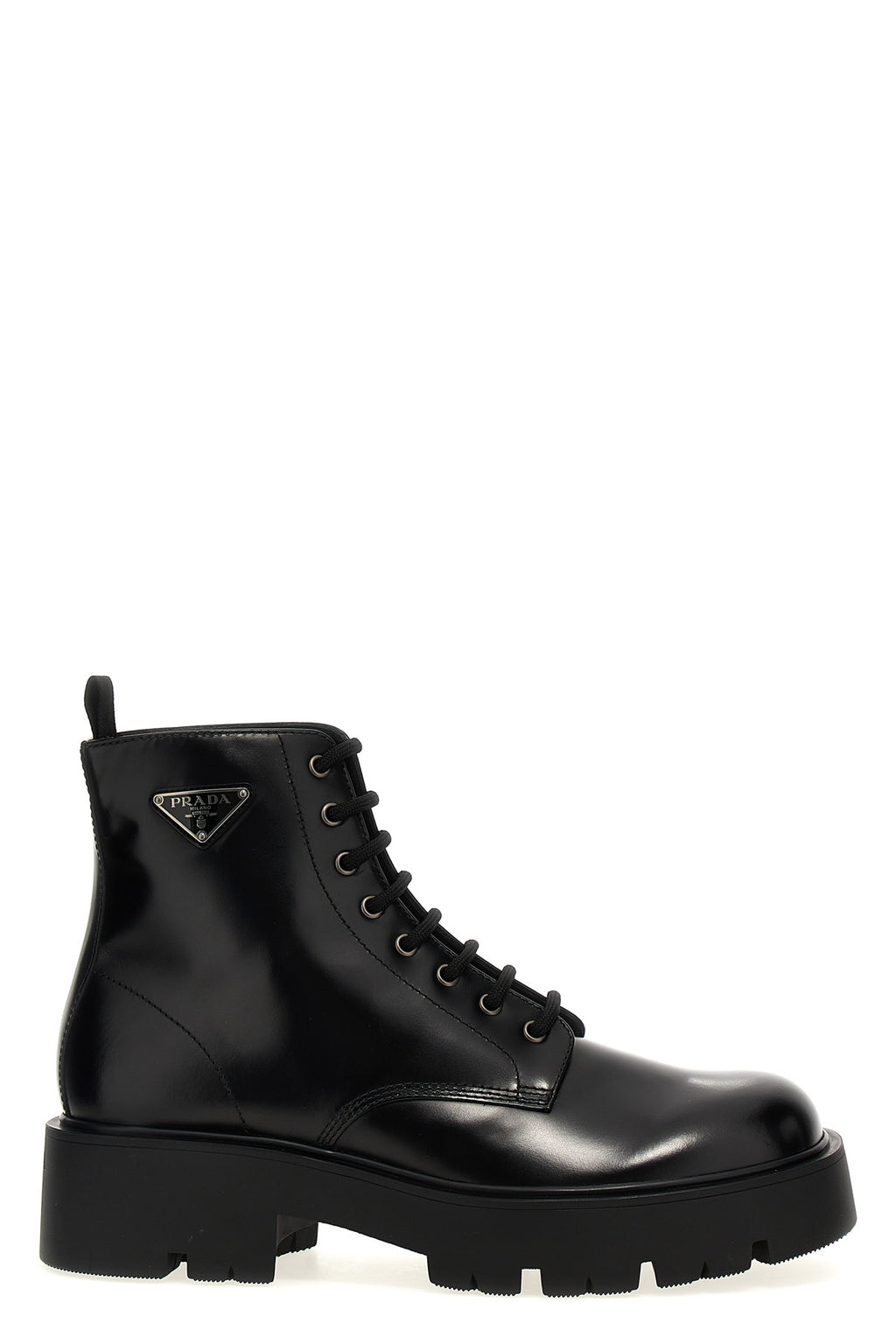 PRADA Logo brushed leather ankle boots For Men 100% cow leather (bos taurus)