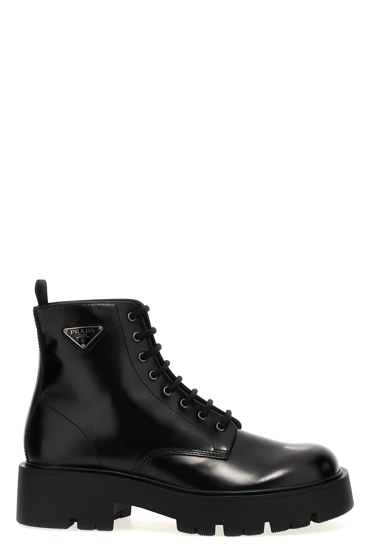 PRADA Logo brushed leather ankle boots For Men 100% cow leather (bos taurus)