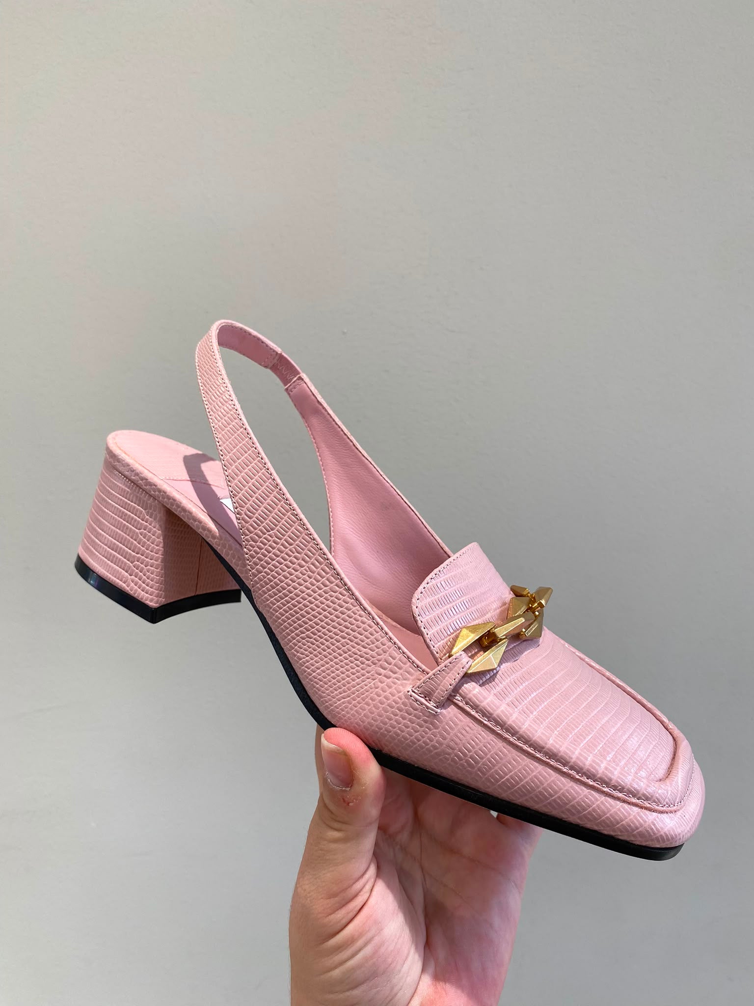 Lizard-Effect Leather Slingback Loafers