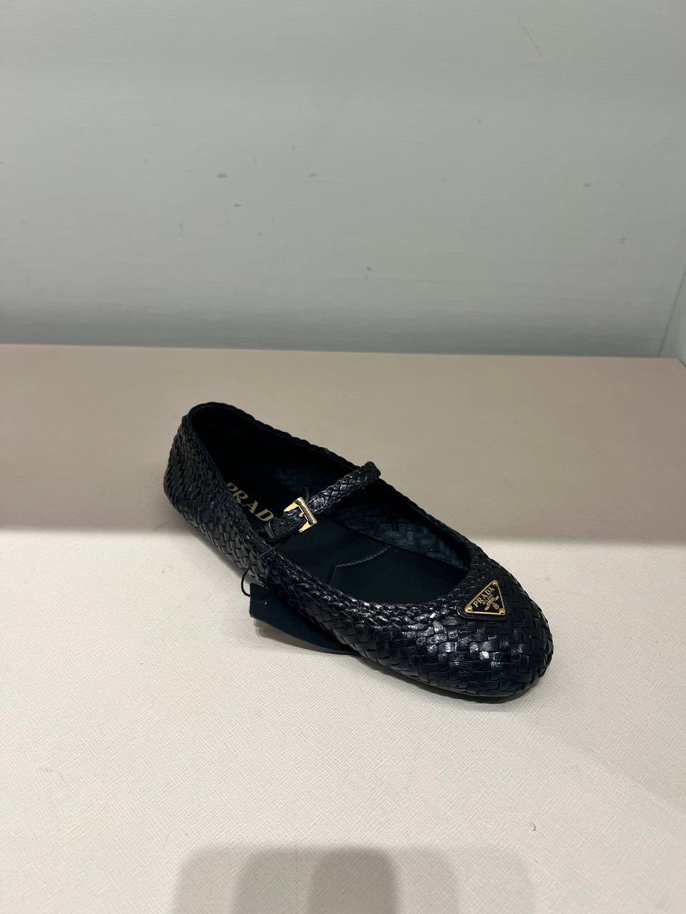 Woven Metallic Leather Mary Jane Flats