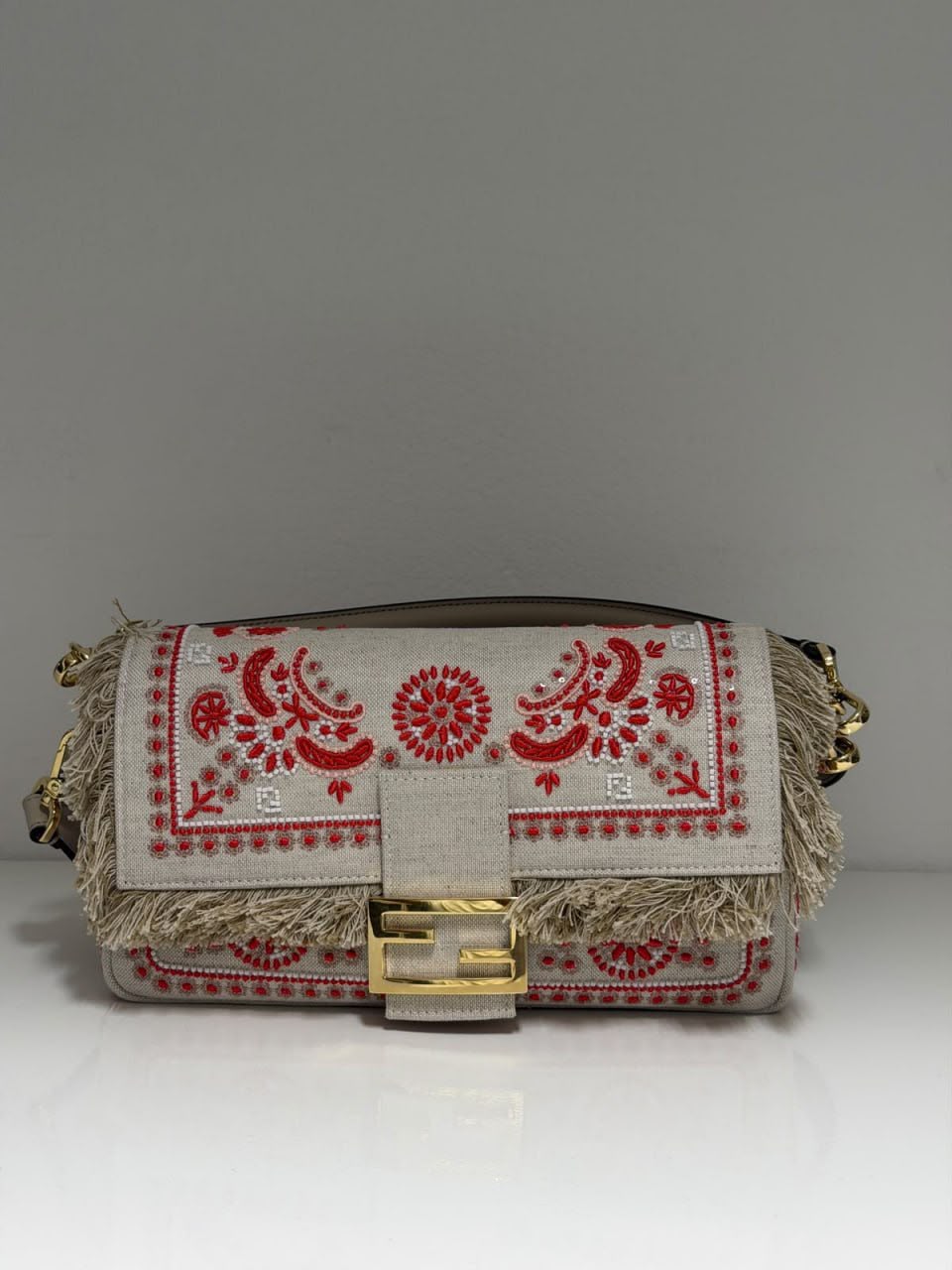 Baguette with Embroidery and Fringe