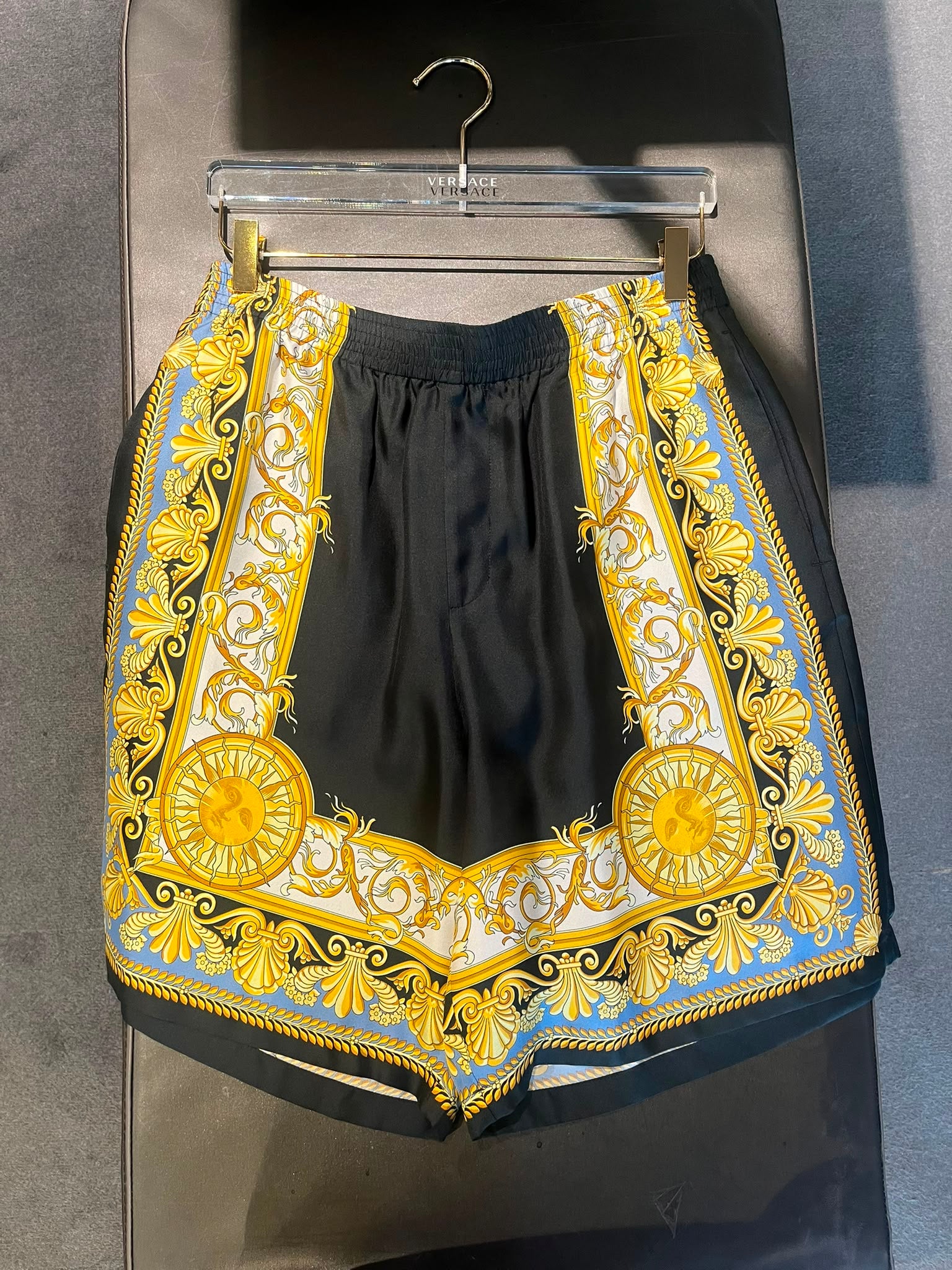 Barocco Print Silk Shorts
