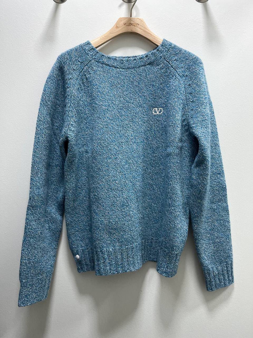 VLogo Signature Crewneck Sweater in Mélange Wool